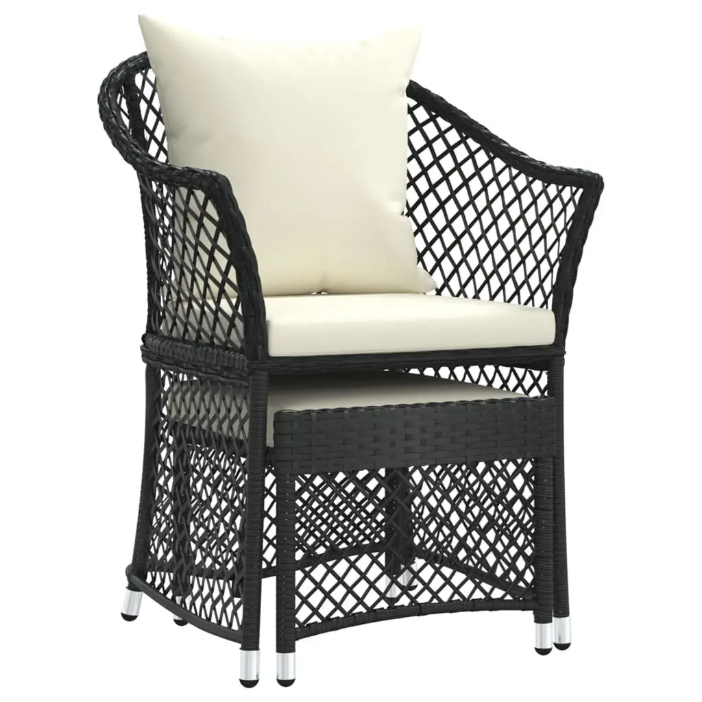 2 Piece Black Poly Rattan Garden Lounge Set