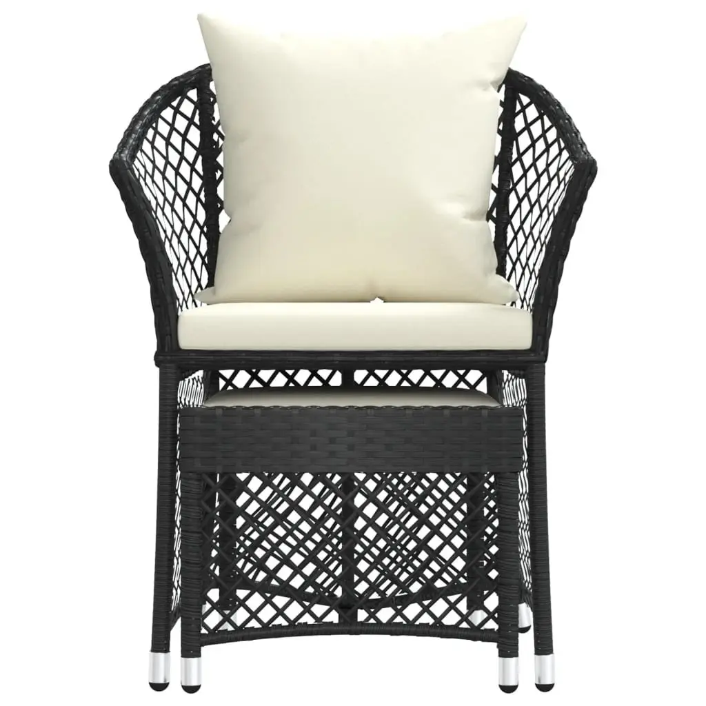 2 Piece Black Poly Rattan Garden Lounge Set