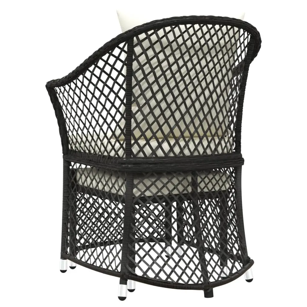 2 Piece Black Poly Rattan Garden Lounge Set
