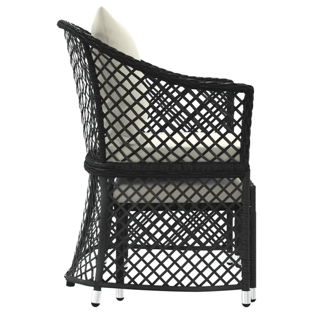 2 Piece Black Poly Rattan Garden Lounge Set