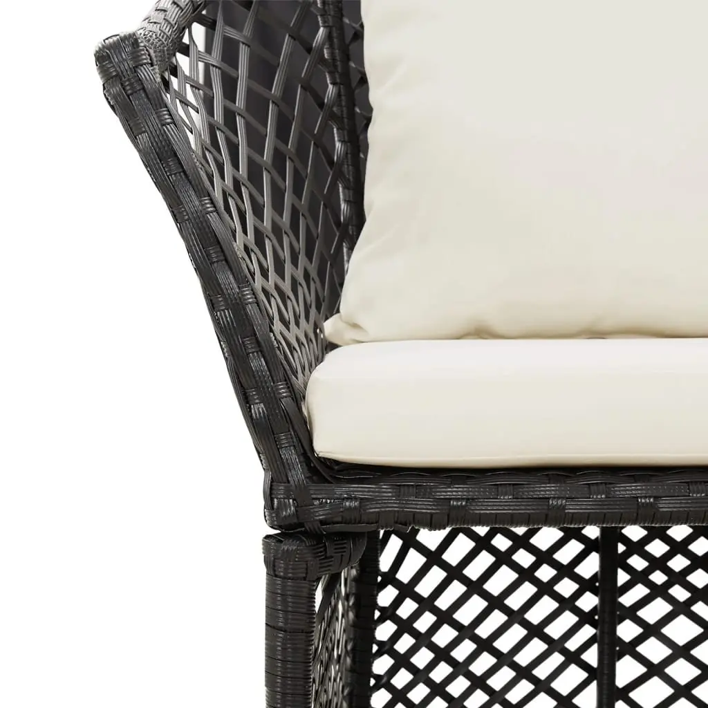 2 Piece Black Poly Rattan Garden Lounge Set