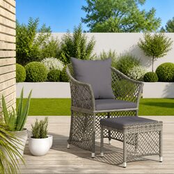Premium Grey Rattan 2-Piece Outdoor Lounge Set