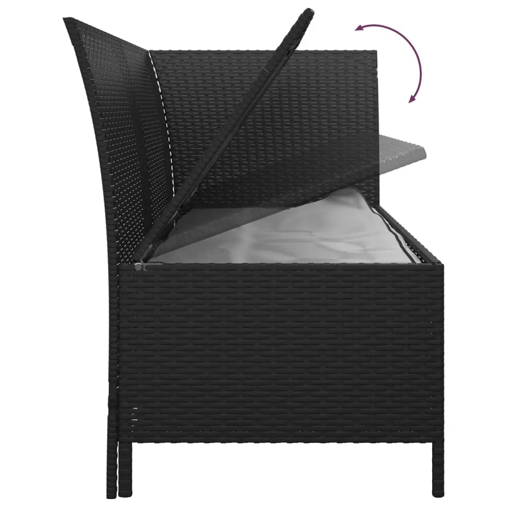 Black Poly Rattan 4 Piece Garden Lounge Set with Cushions