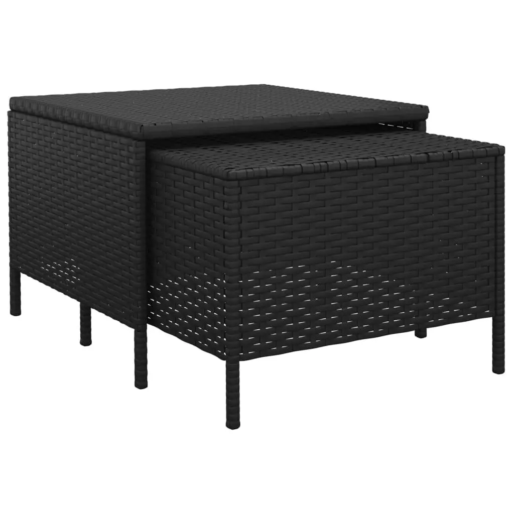 Black Poly Rattan 4 Piece Garden Lounge Set with Cushions