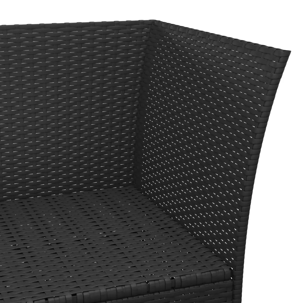 Black Poly Rattan 4 Piece Garden Lounge Set with Cushions
