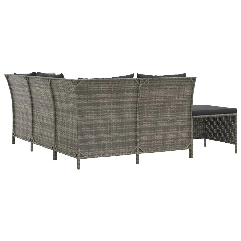 4 Piece Outdoor Garden Lounge Set Poly Rattan Steel Grey Corner Sofa Cushions Storage