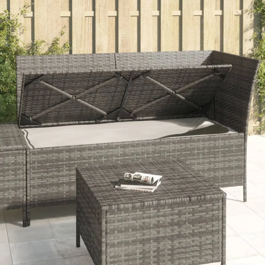 Garden Lounge Set Poly Rattan 3 Piece Grey Outdoor Furniture with Cushions