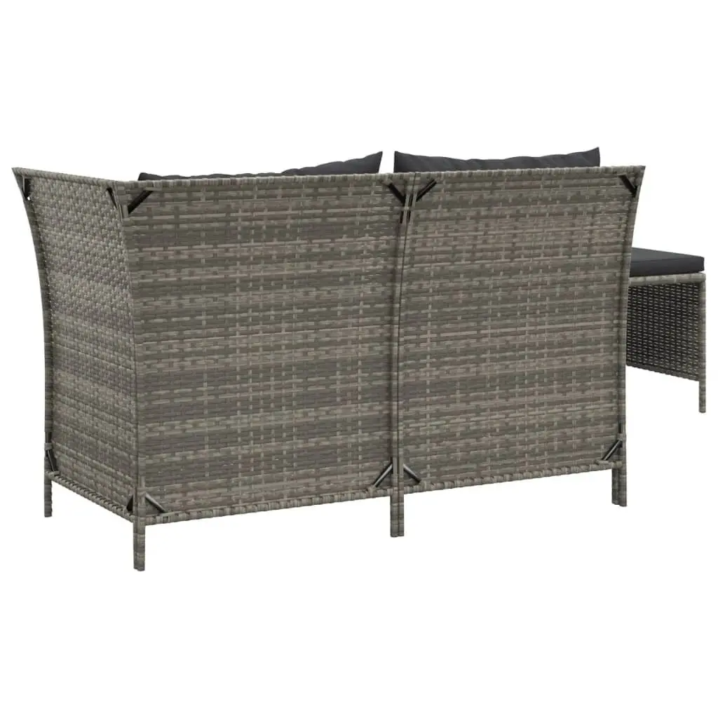 Garden Lounge Set Poly Rattan 3 Piece Grey Outdoor Furniture with Cushions