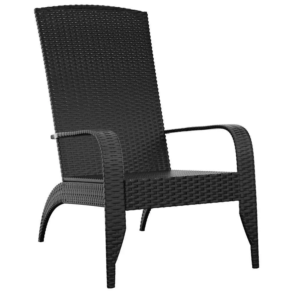 Adirondack Chair Poly Rattan Steel Black Outdoor Garden Patio Lounger