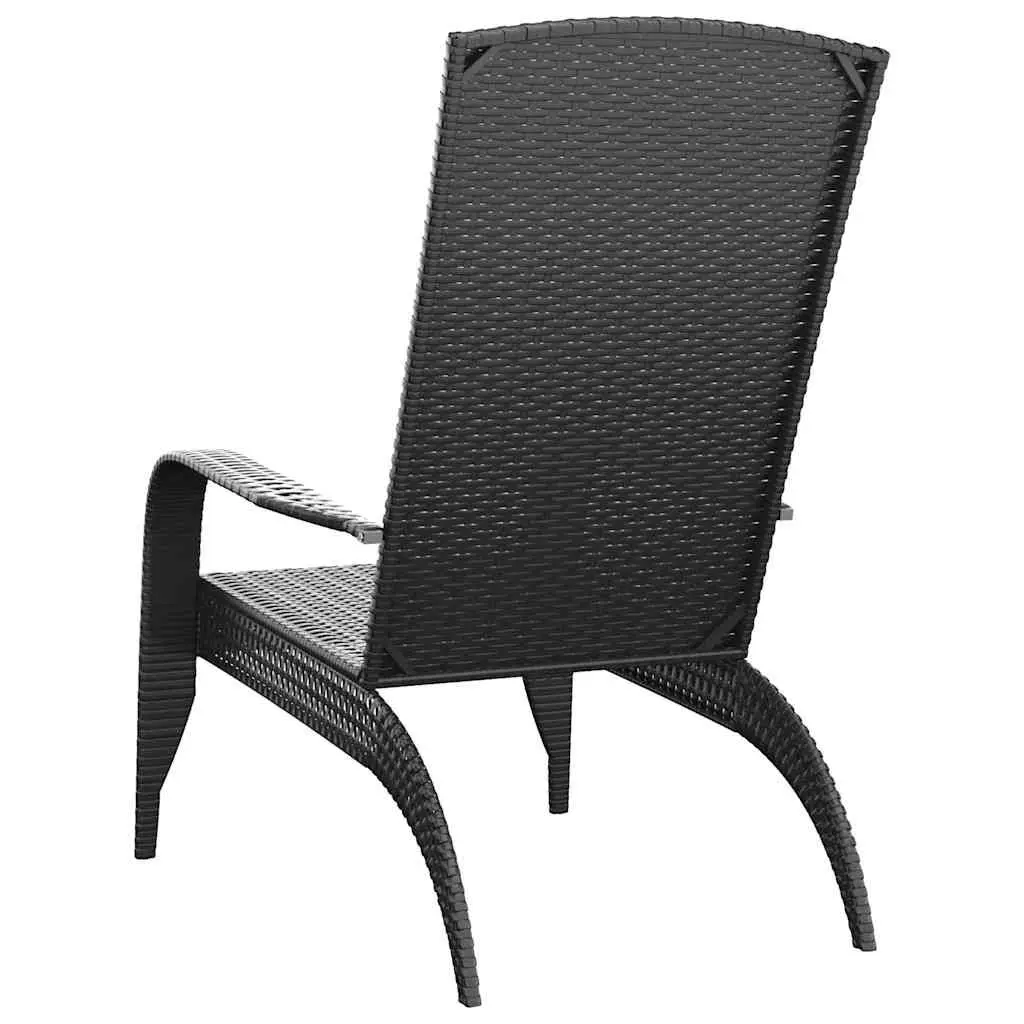 Adirondack Chair Poly Rattan Steel Black Outdoor Garden Patio Lounger