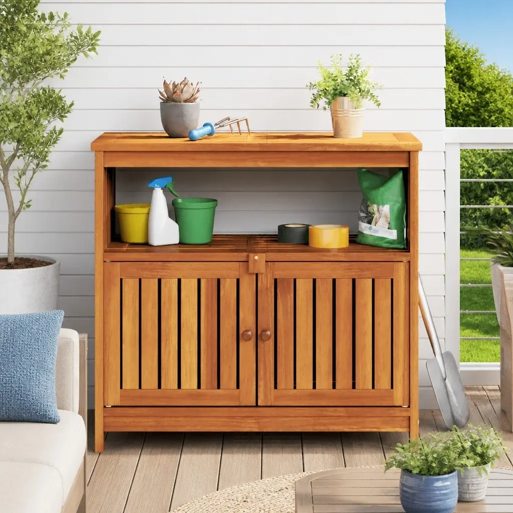 Garden Console Table Solid Acacia Wood 80x35x75cm Brown