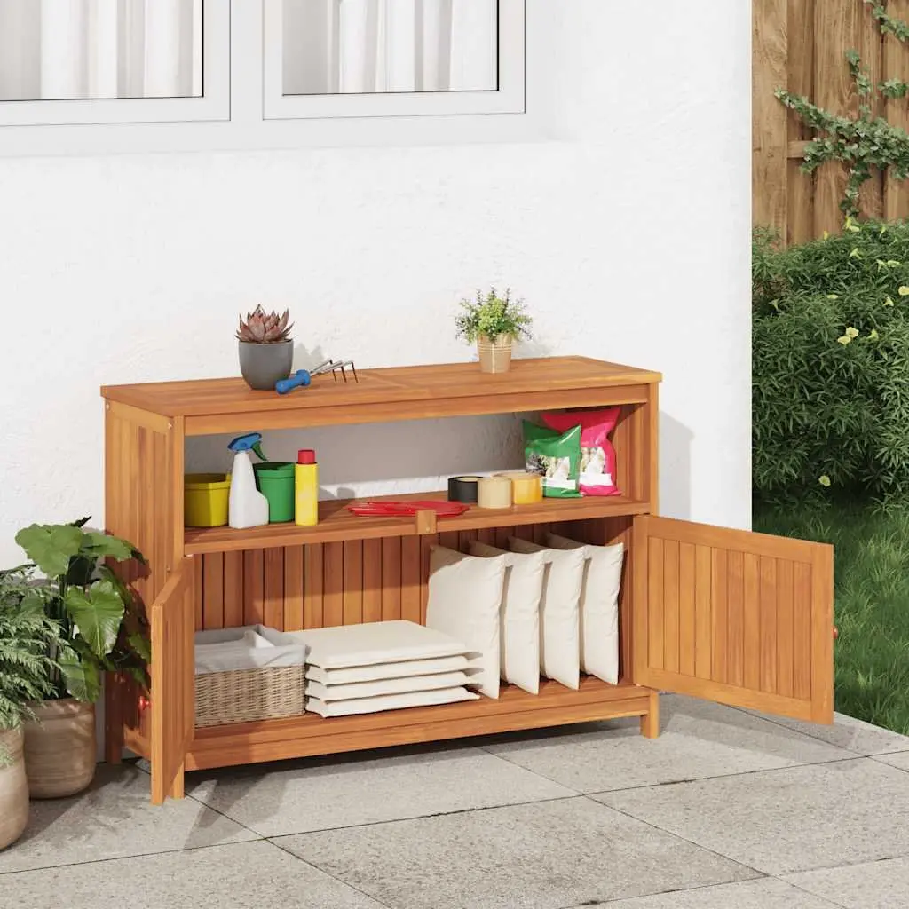Outdoor Storage Console Table in Solid Acacia Wood