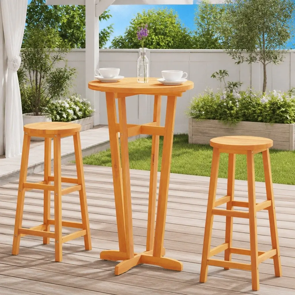 Garden Bar Table Ø60x105cm Outdoor Bistro High Top Cocktail Furniture Brown