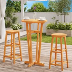 Stylish Solid Wood Garden Bar Table Ø60x105cm Brown