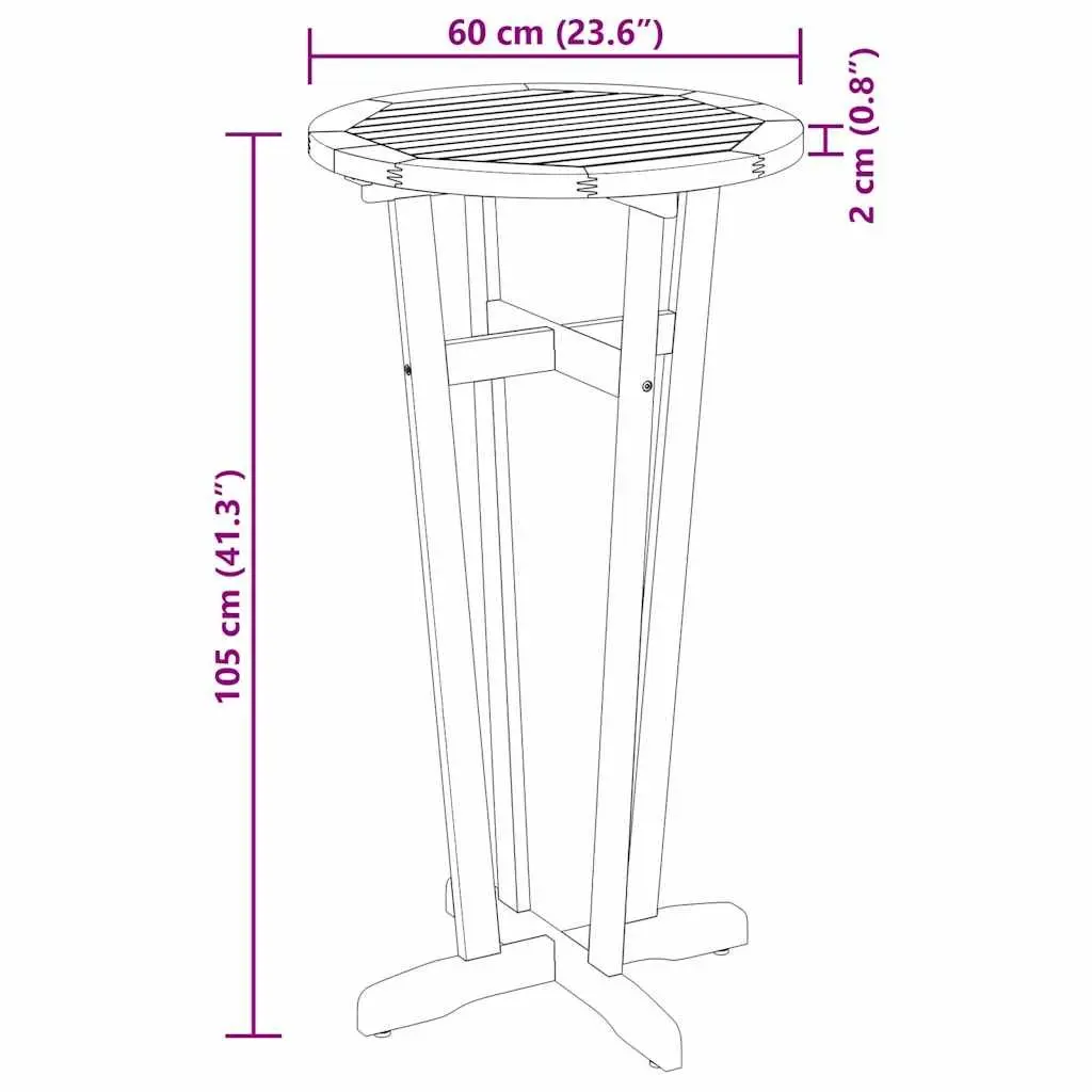 Garden Bar Table Ø60x105cm Outdoor Bistro High Top Cocktail Furniture Brown