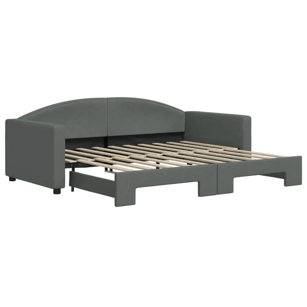 Grey Daybed with Trundle Sofa Bed 90x190 cm