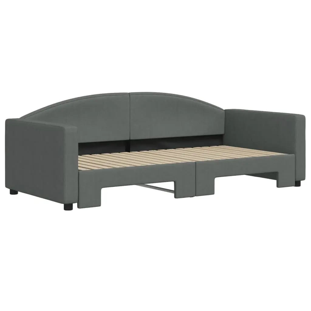 Grey Daybed with Trundle Sofa Bed 90x190 cm