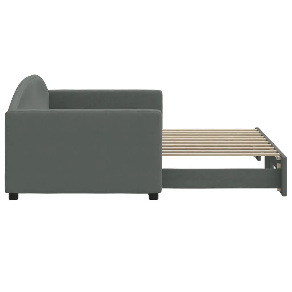 Grey Daybed with Trundle Sofa Bed 90x190 cm