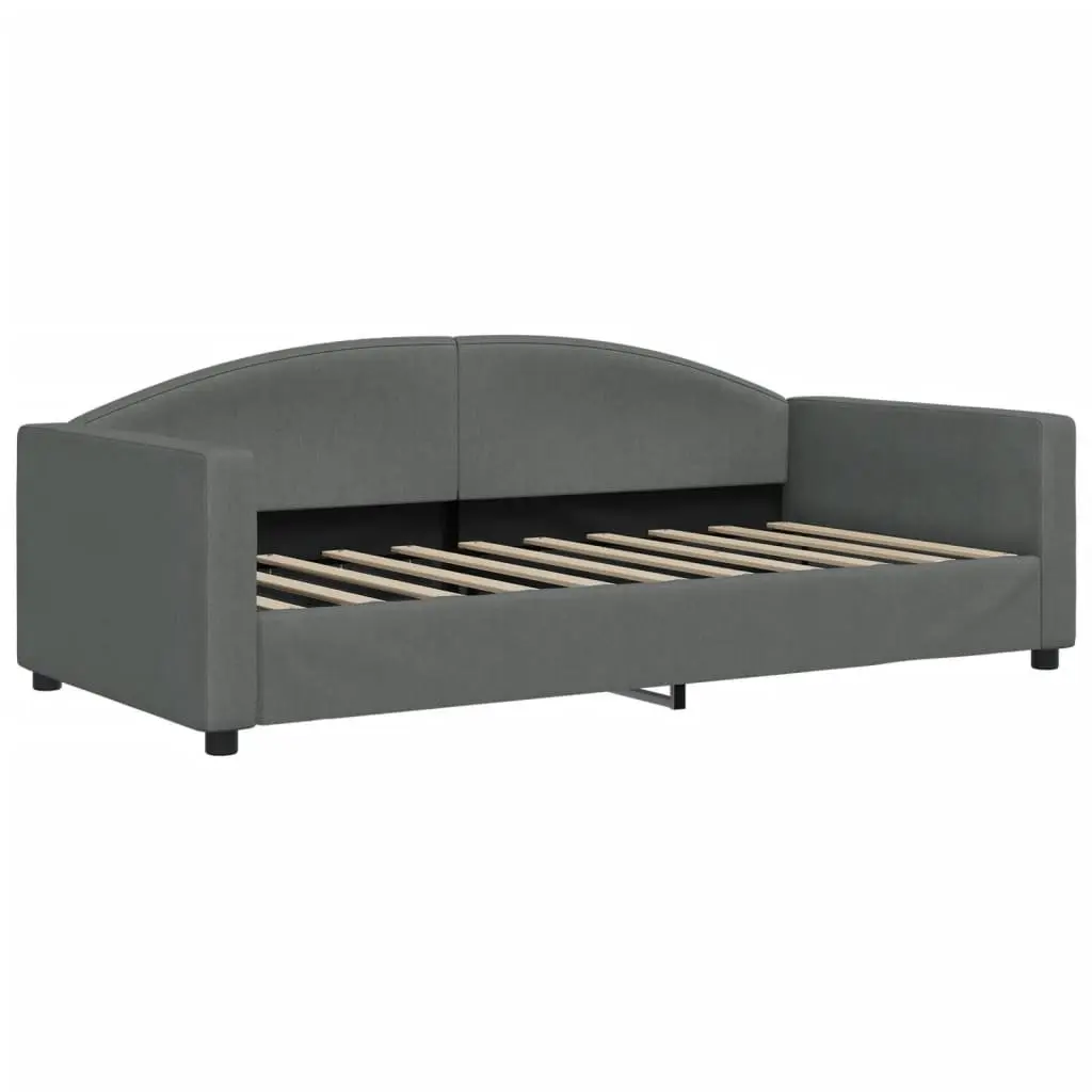 Daybed Fabric Grey 90 x 190 cm Wood and Metal with Trundle and Storage Drawers