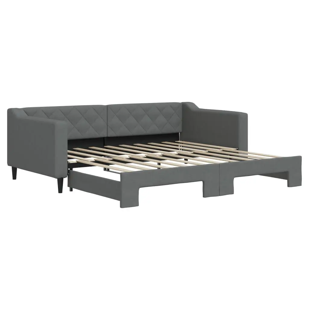 Grey Daybed with Trundle Sofa Bed, 90x190cm