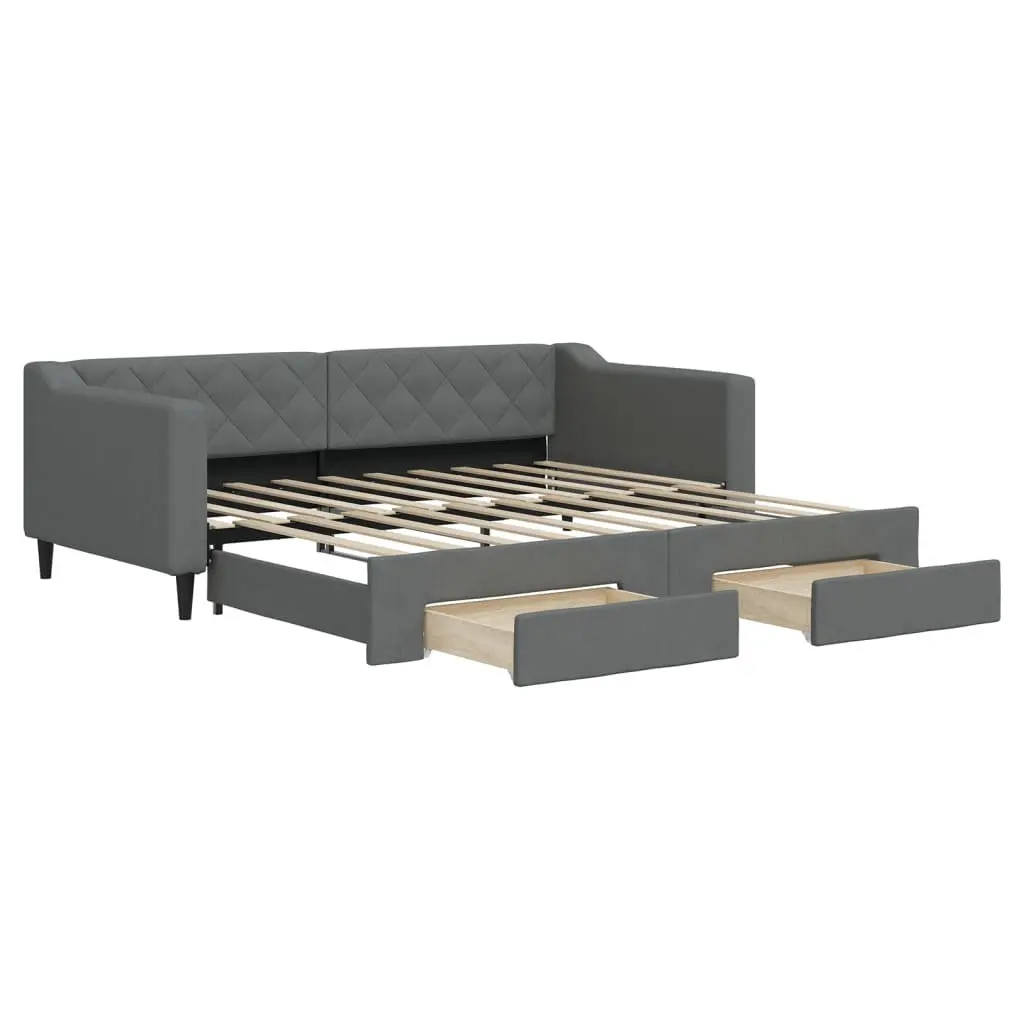 Daybed with Trundle & Storage Drawers in Grey