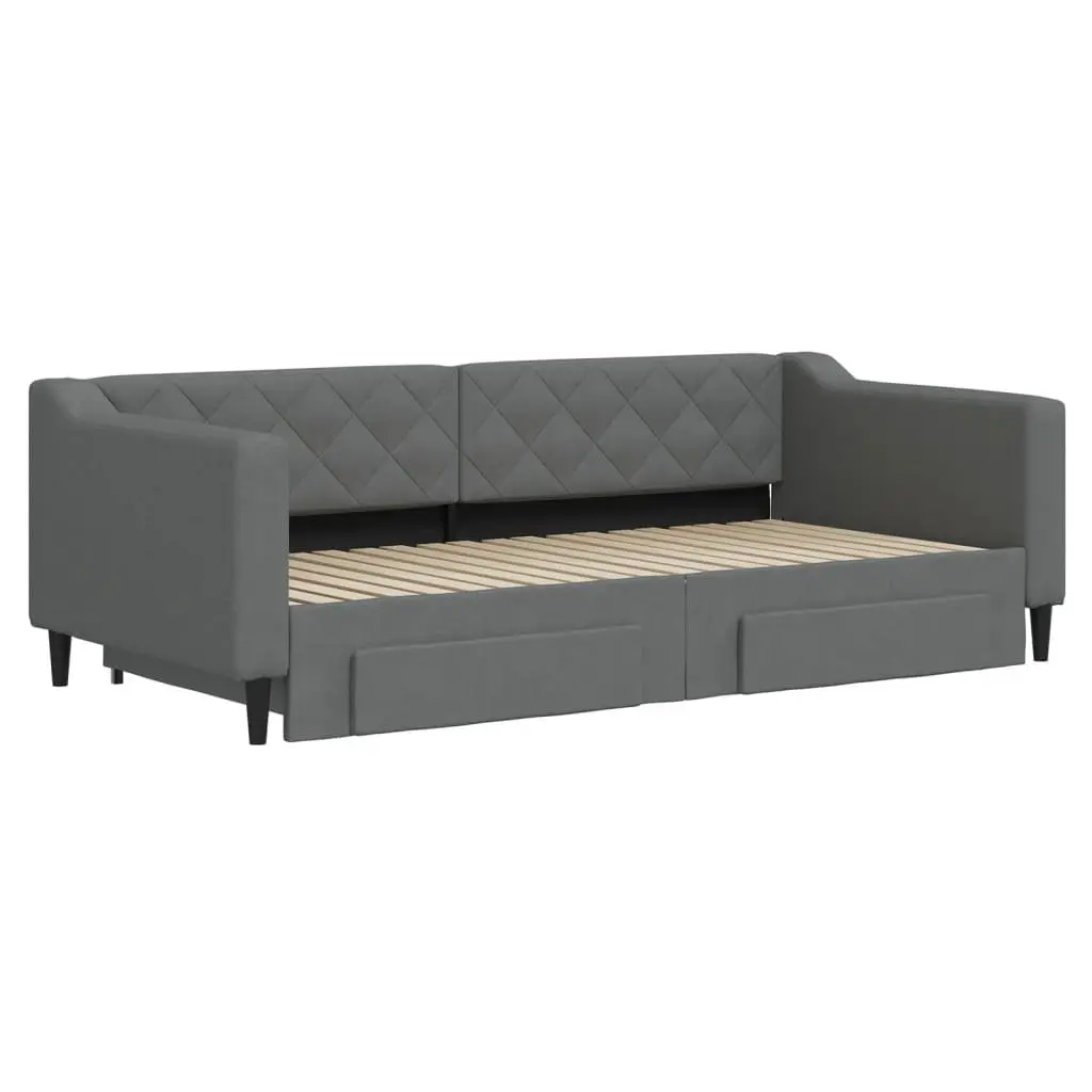 Daybed with Trundle & Storage Drawers in Grey