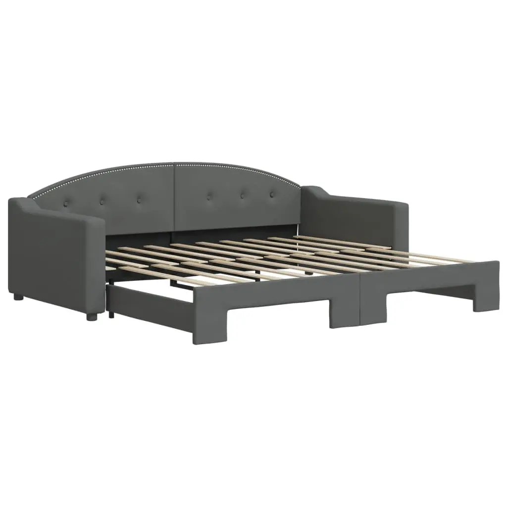 Convertible Grey Daybed with Trundle Sofa Bed 90x190 cm