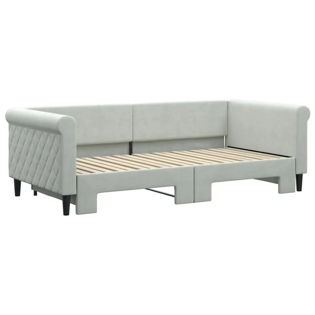 Daybed with Trundle Sofa Bed Grey 90x190cm Modern Design Wood Metal Frame
