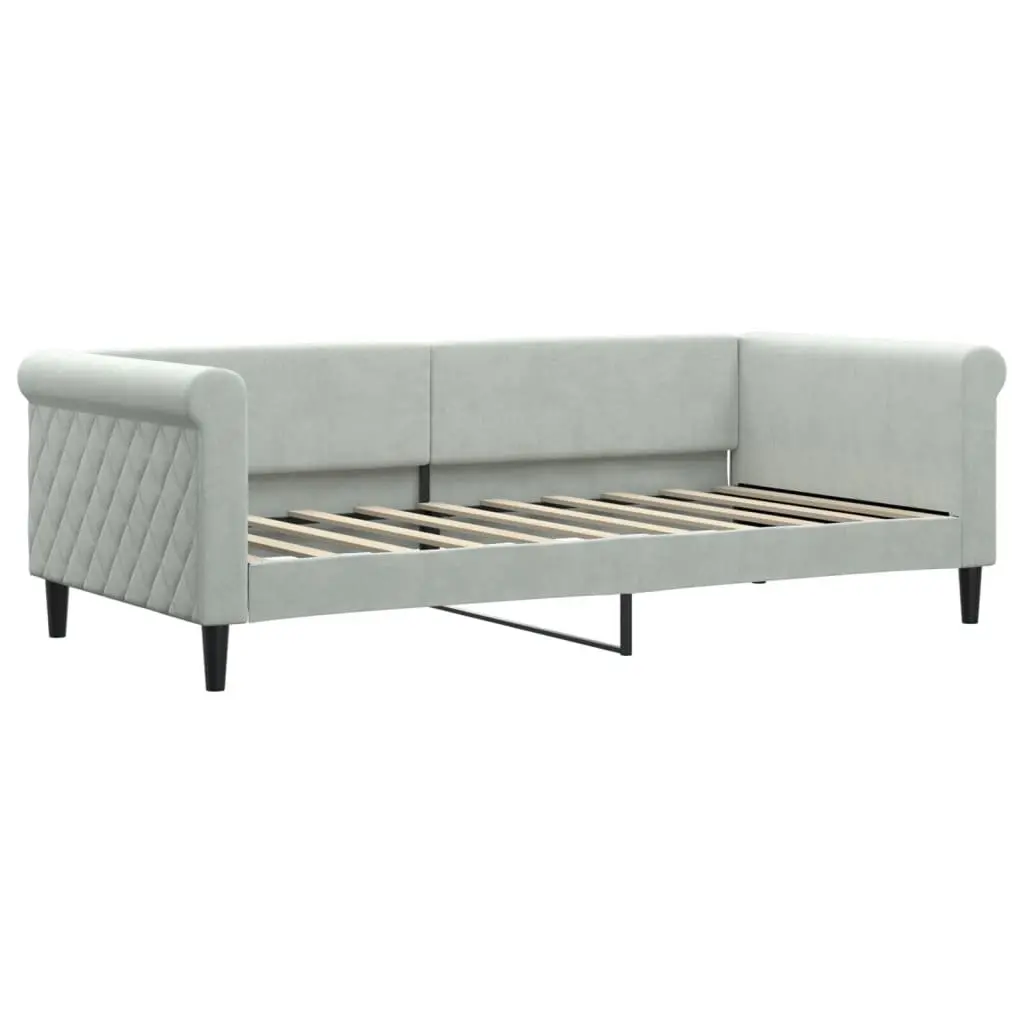 Daybed with Trundle Sofa Bed Grey 90x190cm Modern Design Wood Metal Frame