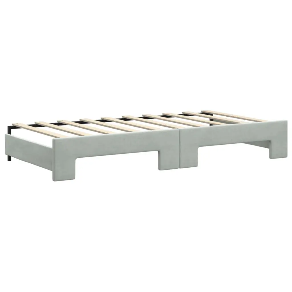 Daybed Velvet Grey 90x190 cm with Trundle and Storage Drawers