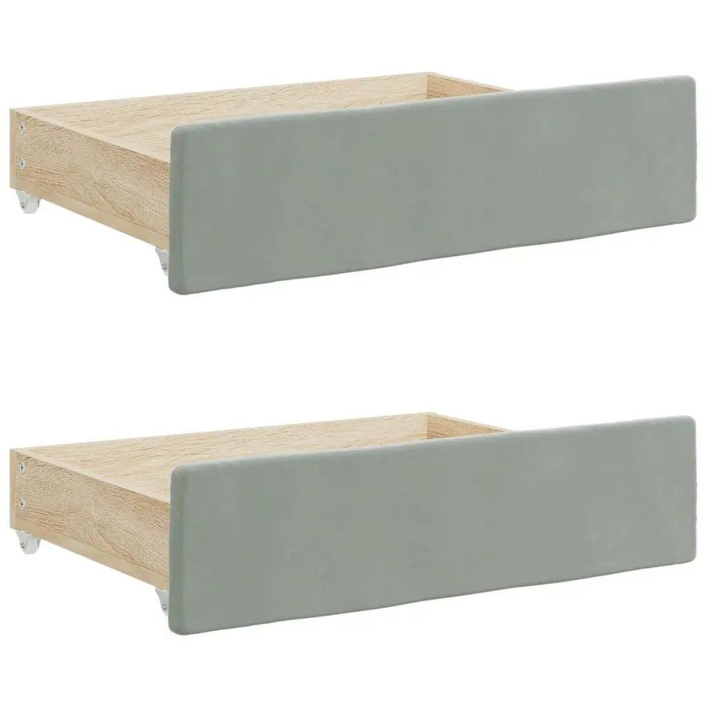 Daybed Velvet Grey 90x190 cm with Trundle and Storage Drawers