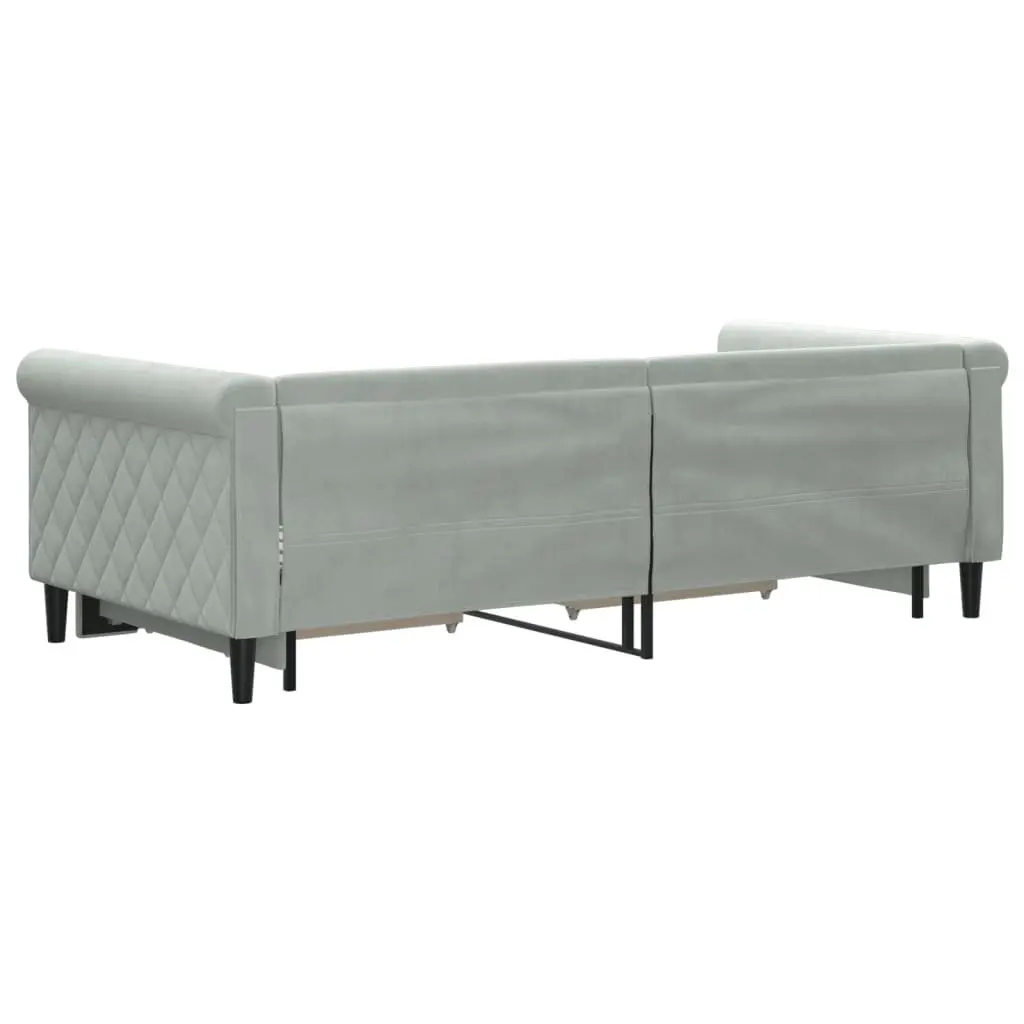 Daybed Velvet Grey 90x190 cm with Trundle and Storage Drawers