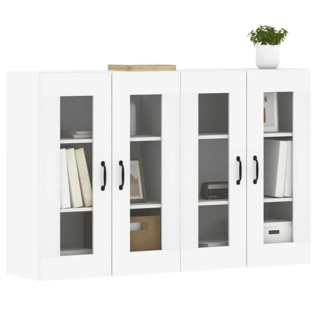 Wall Mounted Cabinets Engineered Wood 2 Piece White Glass Door