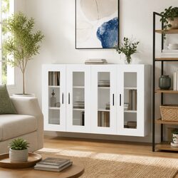 Elegant Wall Mounted Storage Cabinets with Glass Doors