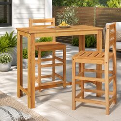 Solid Wood Garden Bar Table 120x60x105 cm for Indoor/Outdoor
