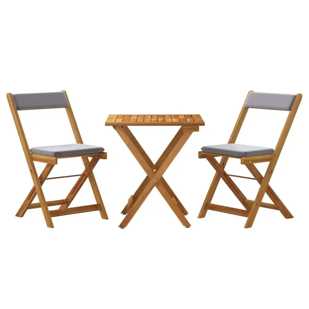 3 Piece Folding Bistro Set with Cushions Outdoor Garden Dining Furniture