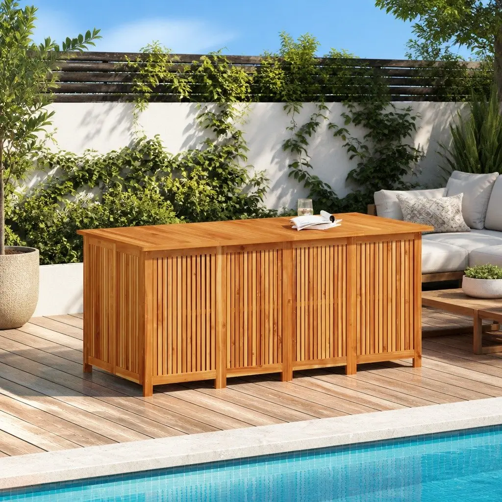 Outdoor Storage Box Solid Acacia Wood 200x80x75cm Brown
