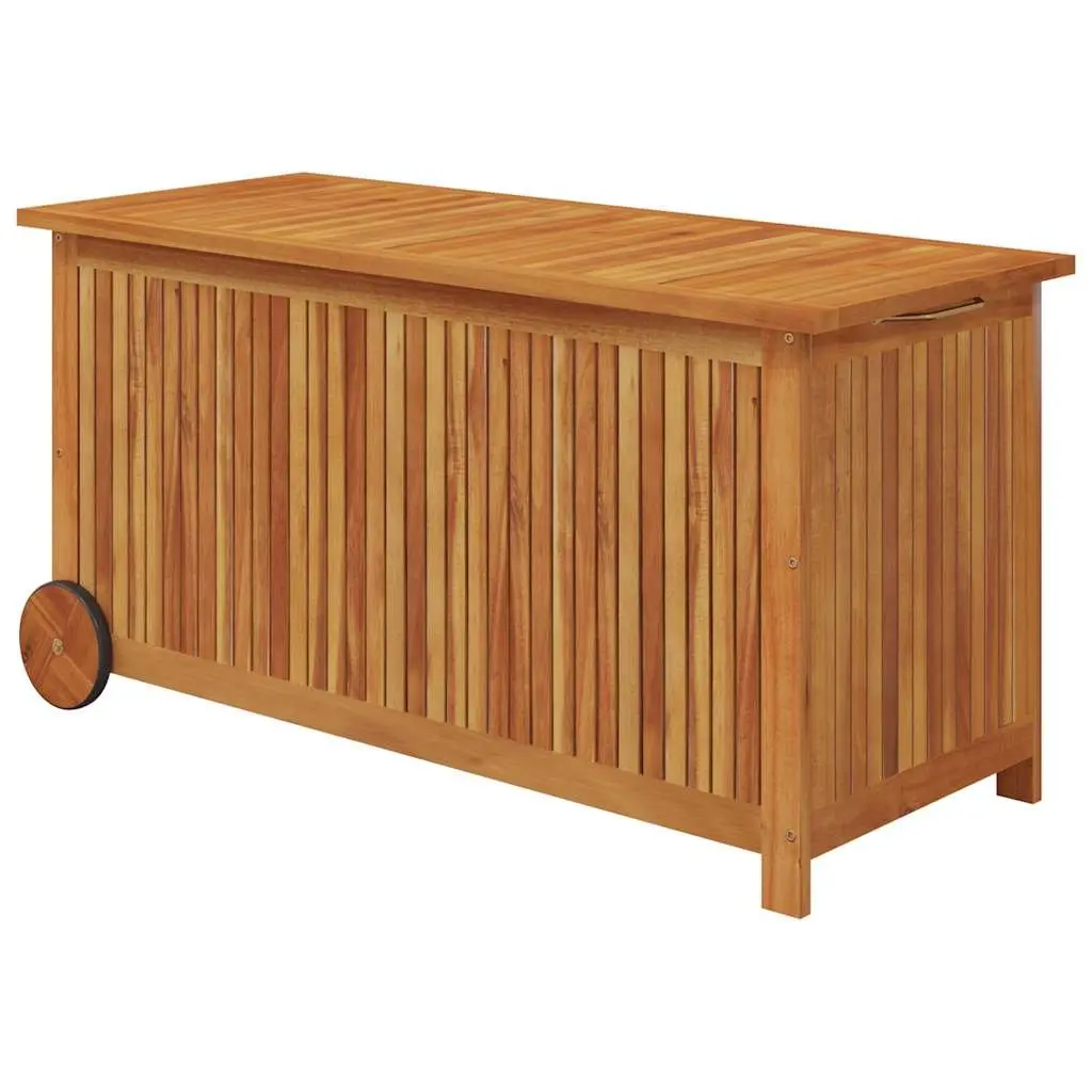 Outdoor Solid Wood Storage Box with Wheels 113x50x58cm