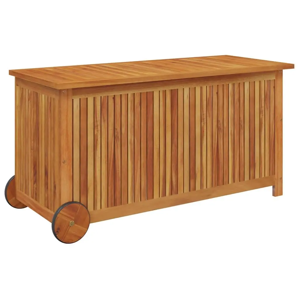 Outdoor Solid Wood Storage Box with Wheels 113x50x58cm