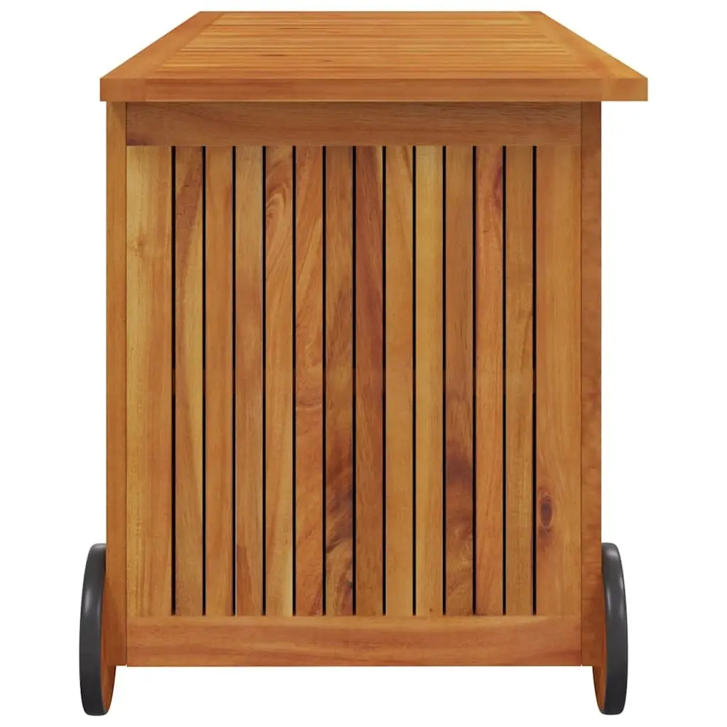 Outdoor Solid Wood Storage Box with Wheels 113x50x58cm