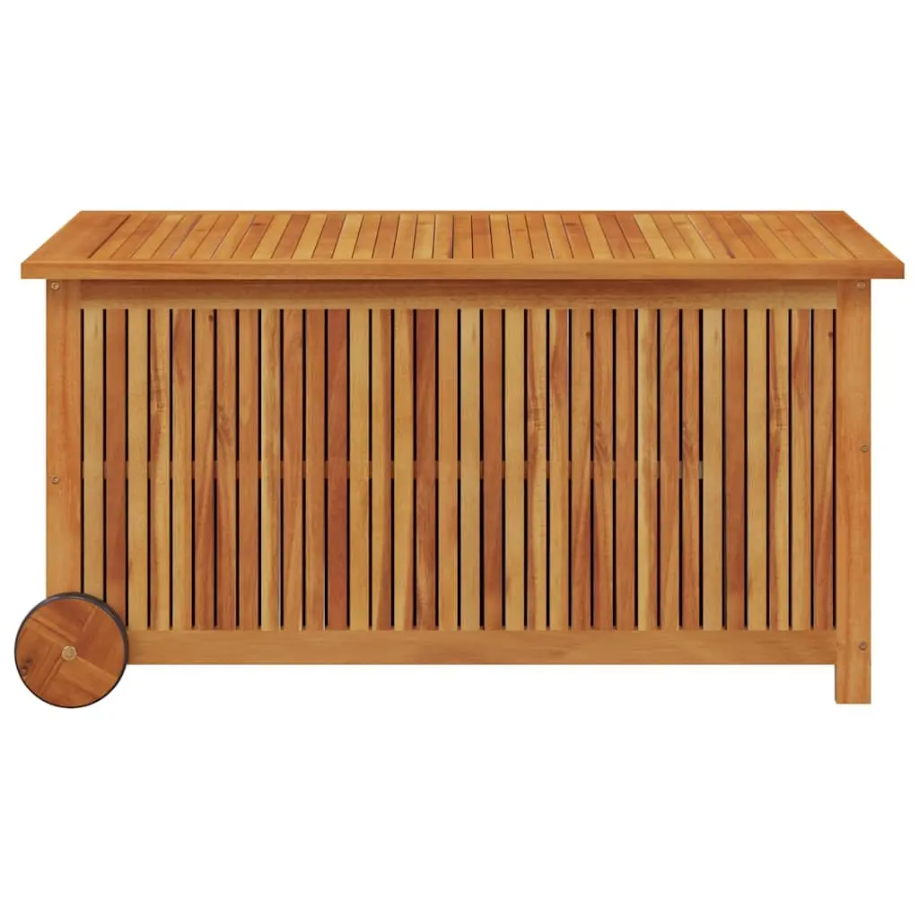 Outdoor Solid Wood Storage Box with Wheels 113x50x58cm