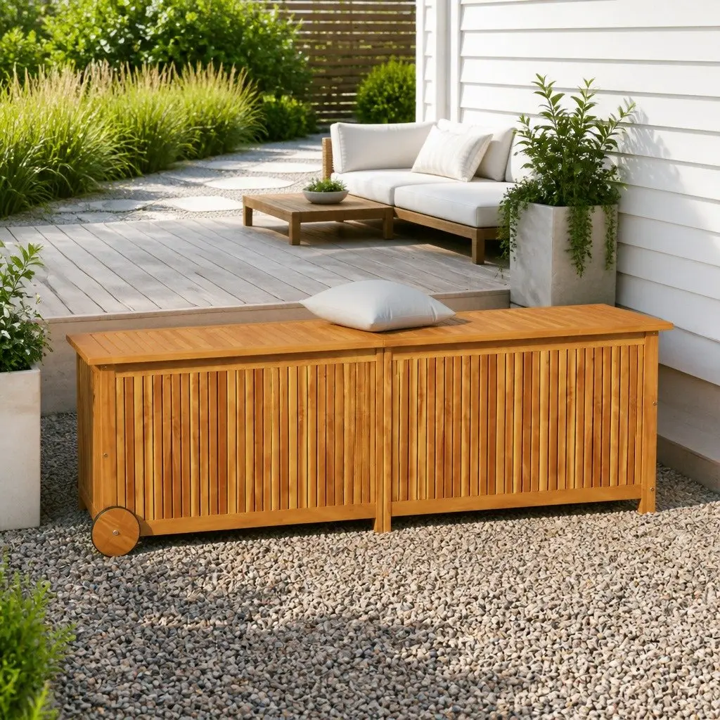 Garden Storage Box Solid Acacia Wood 150x50x58cm Brown