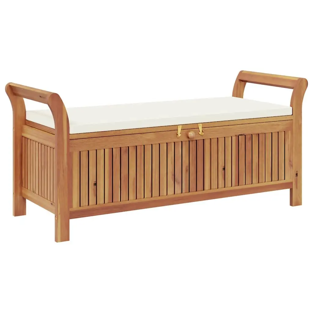 Garden Storage Bench Solid Acacia Wood 126cm Brown