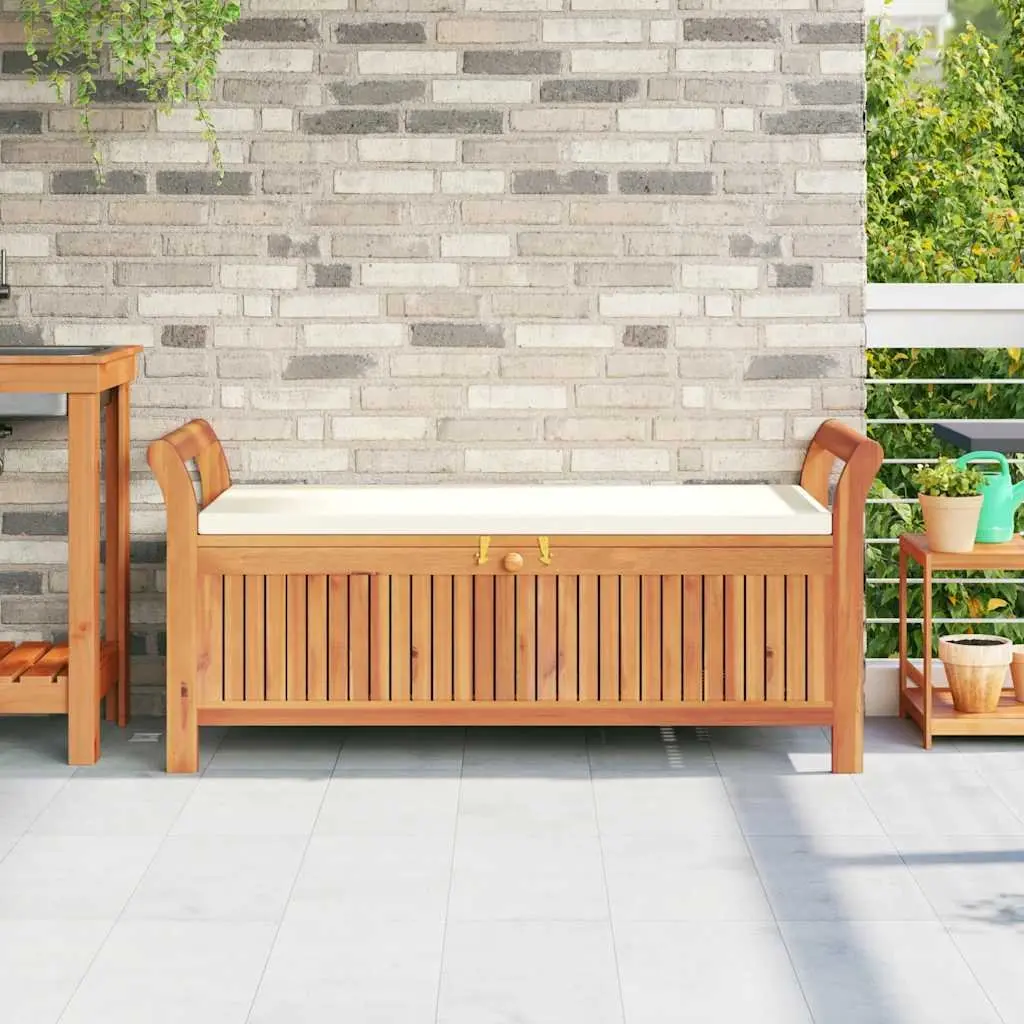 Garden Storage Bench Solid Acacia Wood 126cm Brown
