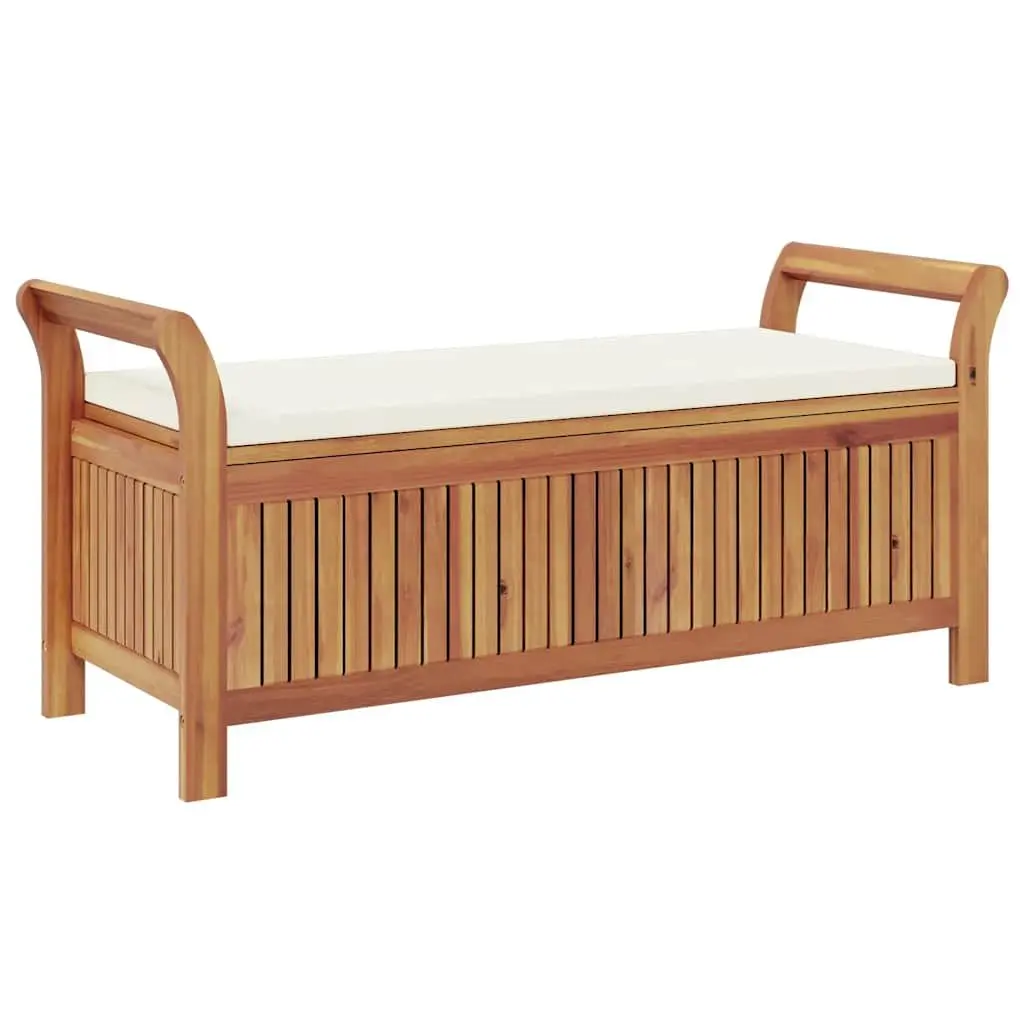 Garden Storage Bench Solid Acacia Wood 126cm Brown
