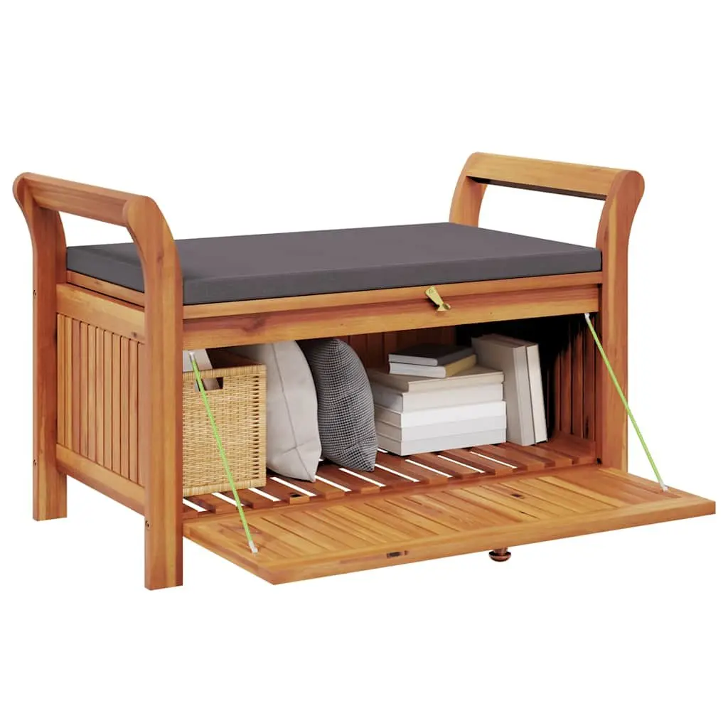 Solid Wood Garden Storage Bench 91cm with Cushion