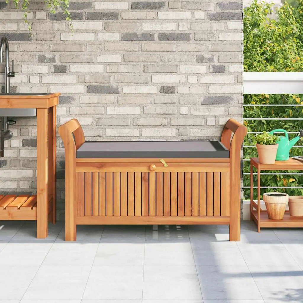 Solid Wood Garden Storage Bench 91cm with Cushion