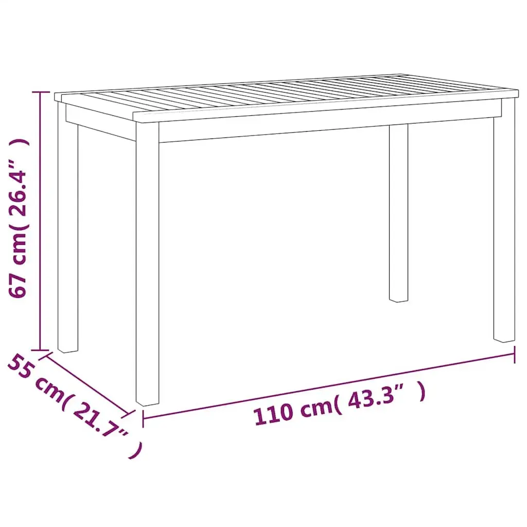 Garden Dining Table Solid Acacia Wood Brown 110x55x67cm