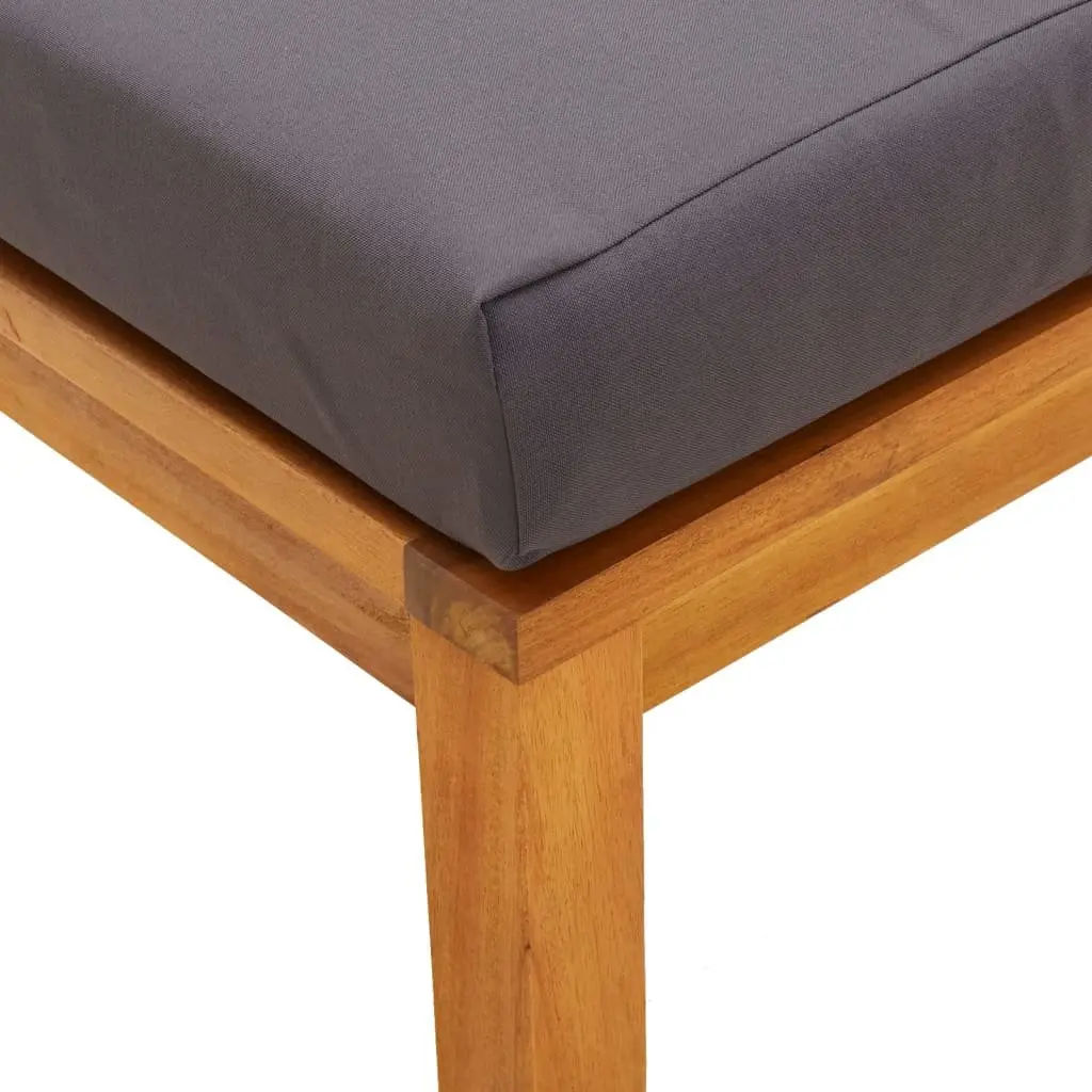 Garden Stools with Cushions 2 pcs Outdoor Foot Rests Solid Wood Acacia Grey