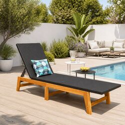 Adjustable Black Sun Lounger for Patio and Garden